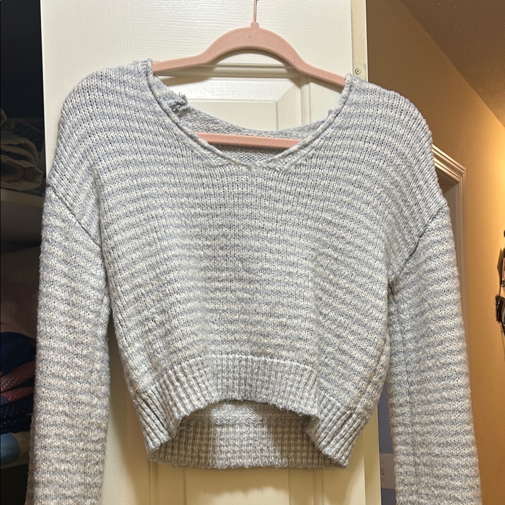 Light blue and white striped Women's Sweater